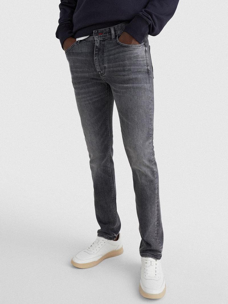 Férfi Tommy Hilfiger Slim fit faded wash Farmer Nadrág Sötétszürke | HU 1164LIS